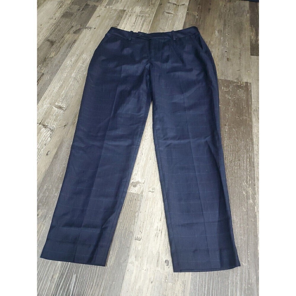 Peter Millar  Graham Wool Golf Pants Womens Sz 8 Navy Blue Checkered Trouser